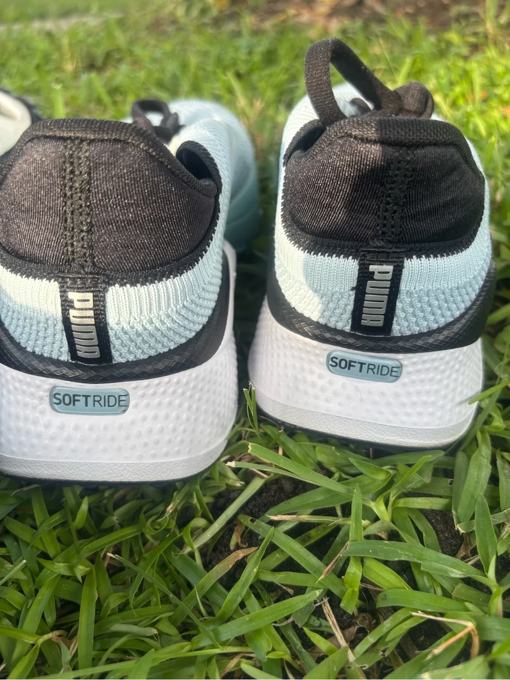 Puma Women’s Light Blue and Black Mesh Running Sneakers Size 8